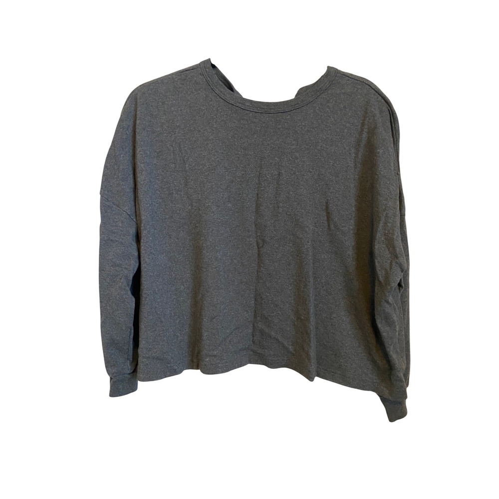 ICHI Antiquites Japan Cotton Yak Wool‎ Button Back Top Charcoal Grey